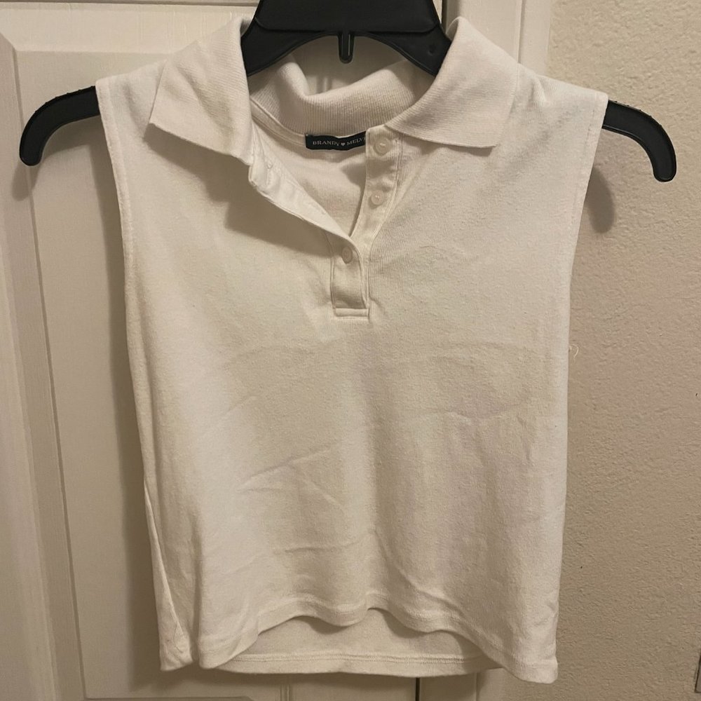 Brandy Melville White Carolyn Polo Top - One Size
